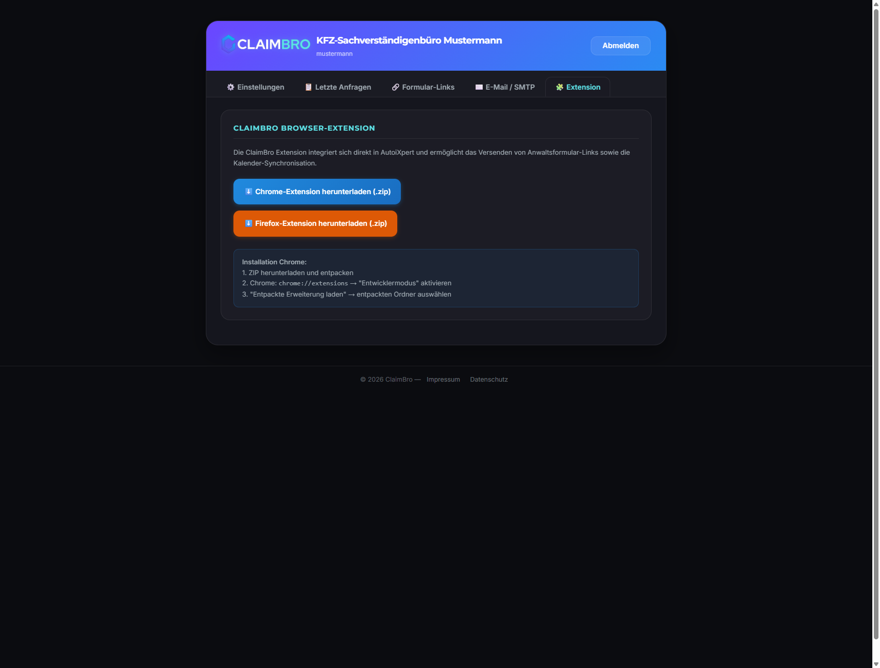 ClaimBro Dashboard – Extension