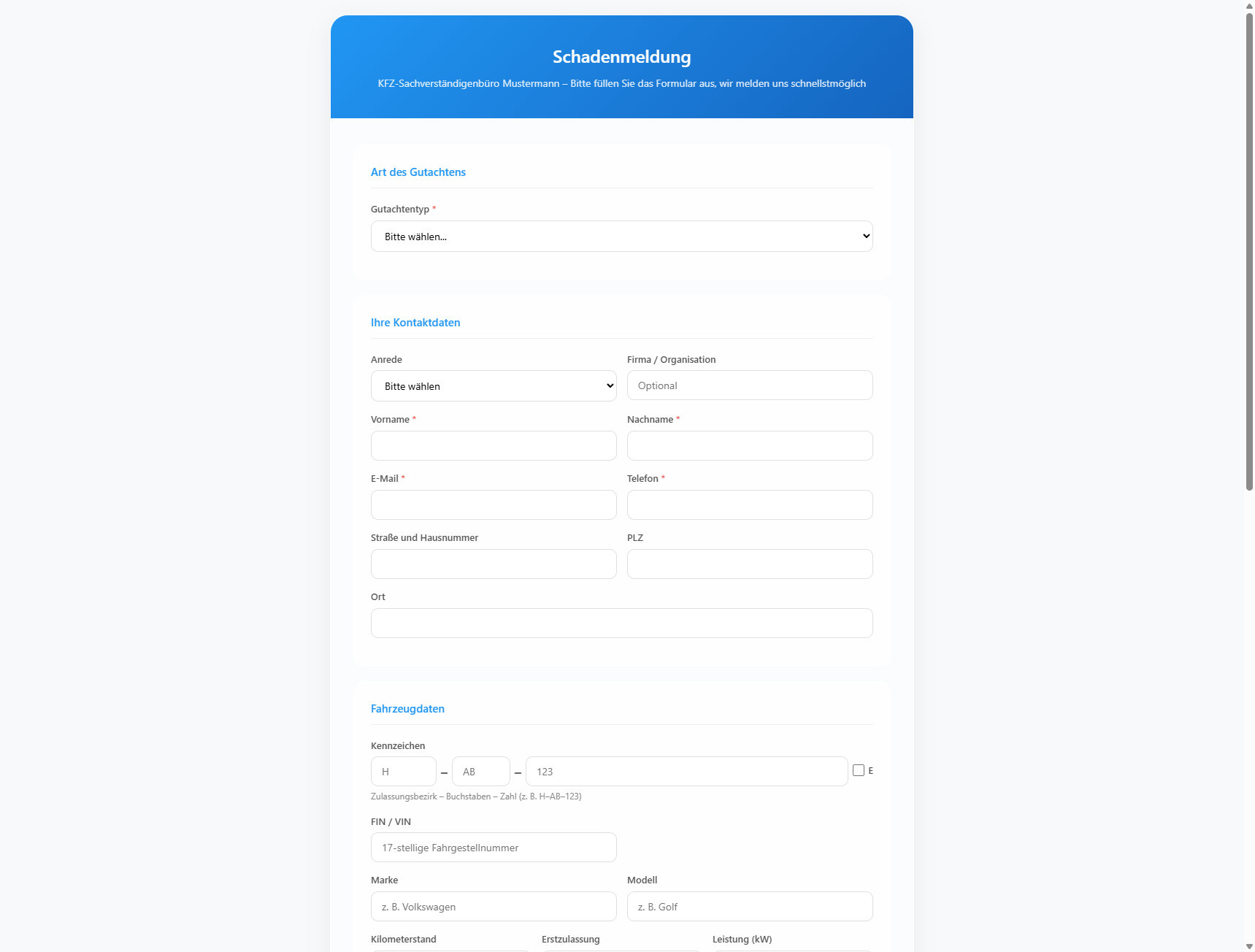ClaimBro Schadenformular